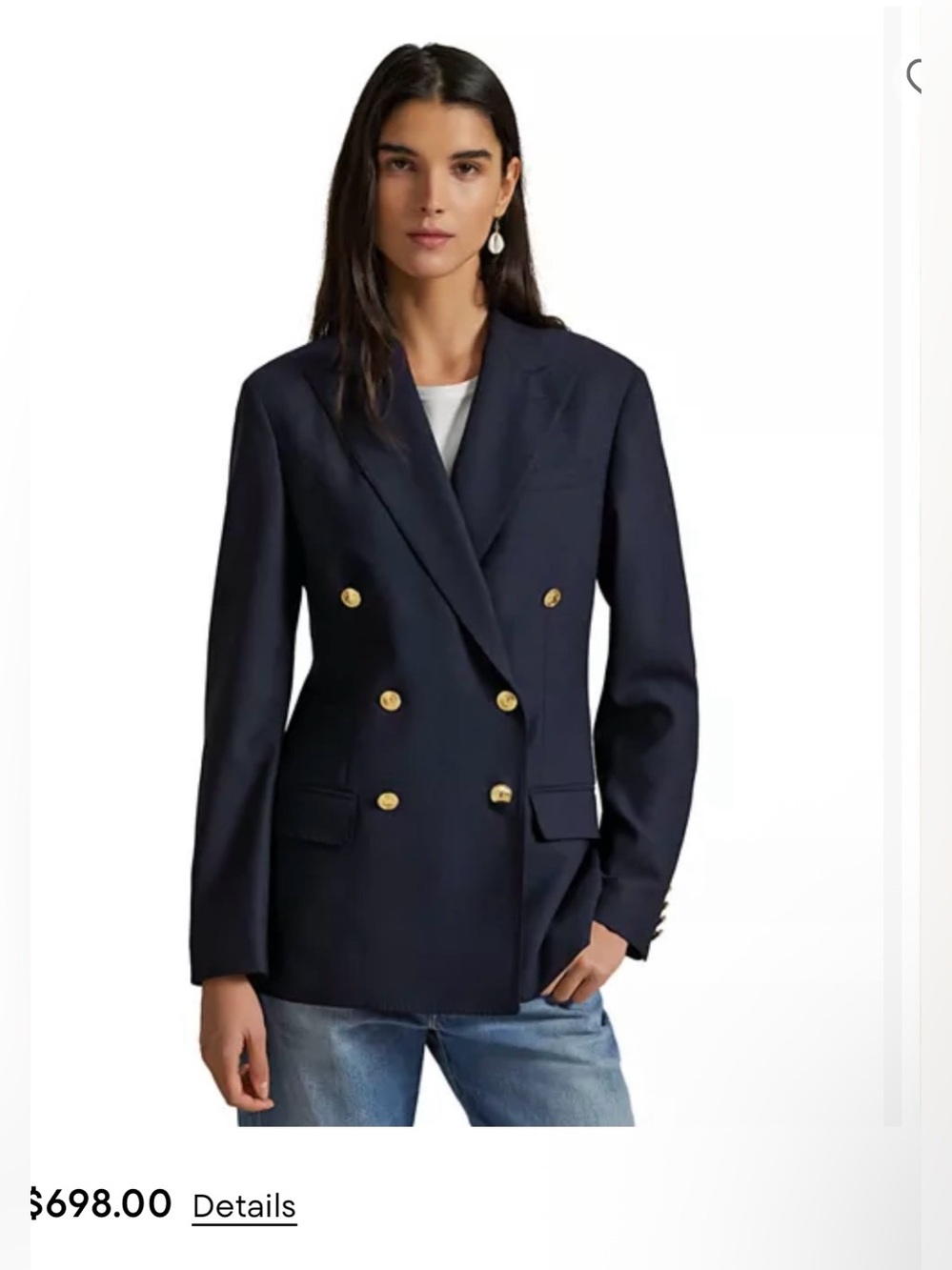 Vintage Polo by Ralph Lauren Navy Double-Breasted Blazer with Gold Buttons